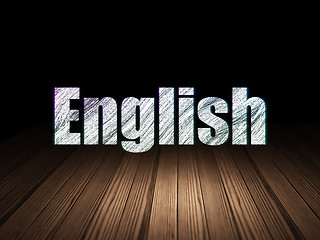 Image showing Studying concept: English in grunge dark room