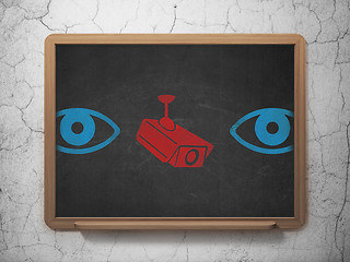 Image showing Safety concept: cctv camera icon on School Board background