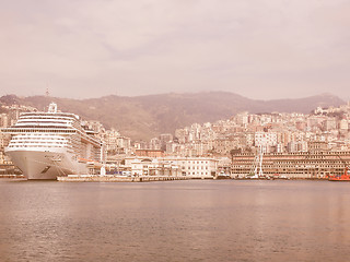 Image showing View of Genoa Italy from the sea vintage