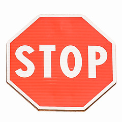 Image showing  Stop sign isolated vintage