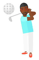 Image showing Golf player hitting the ball.