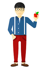 Image showing Man holding apple.