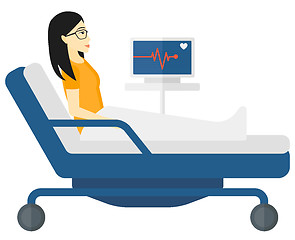 Image showing Patient lying in bed with heart monitor.