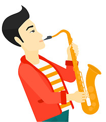 Image showing Man playing saxophone.