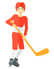 Image showing Ice-hockey player with stick.