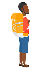 Image showing Man with backpack hiking.