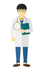 Image showing Doctor with stethoscope and file.