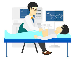 Image showing Patient under ultrasound examination.