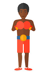 Image showing Confident boxer in gloves.