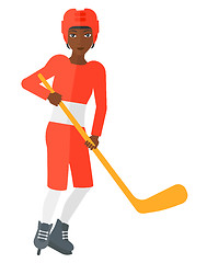 Image showing Ice-hockey player with stick.