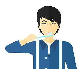 Image showing Man brushing teeth.