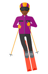 Image showing Young man skiing.