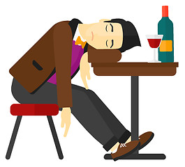 Image showing Man sleeping in bar. 