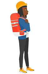 Image showing Woman with backpack hiking.