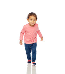 Image showing beautiful little baby girl walking