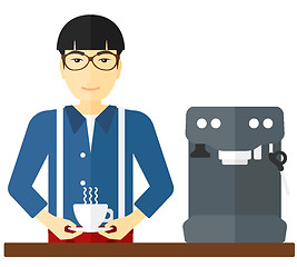 Image showing Man making coffee.