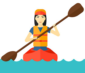 Image showing Woman riding in canoe.