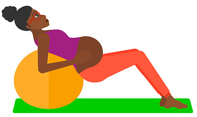 Image showing Pregnant woman on gymnastic ball.