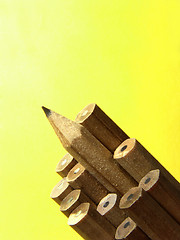 Image showing Close-up shot of a bunch of wood pencils