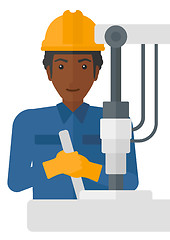 Image showing Worker working with industrial equipment.