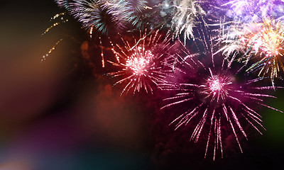 Image showing bright sparkling multicolor fireworks