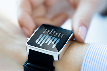 Image showing close up of hands with chart on smartwatch screen