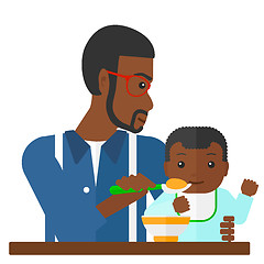 Image showing Man feeding baby.