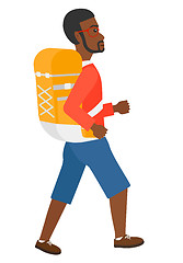 Image showing Man with backpack hiking.