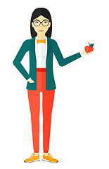 Image showing Woman holding apple.