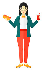 Image showing Woman with fast food.