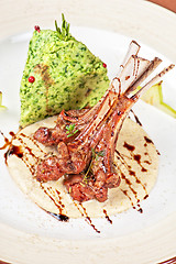 Image showing ribs calf with potato puree