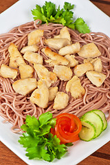 Image showing pasta with chicken meat