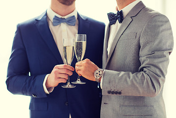 Image showing close up of male gay couple with champagne glasses