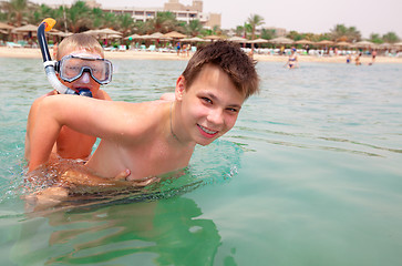 Image showing Two boys on a beach