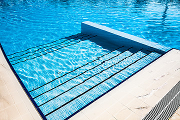 Image showing Stairs clear blue swimming pool