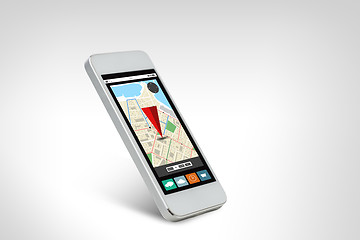 Image showing white smarthphone with gps navigator map on screen