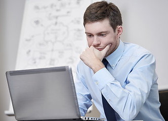 Image showing businessman sitting with laptop in office