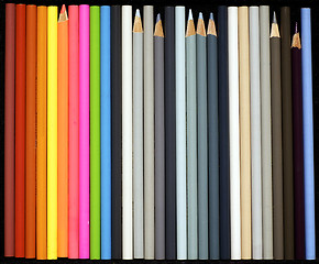 Image showing rainbow and grey colored pencils