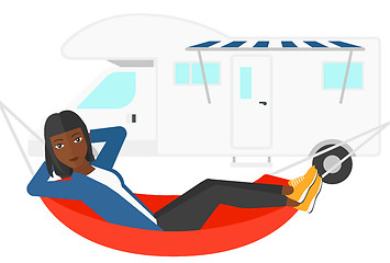 Image showing Woman lying in hammock.