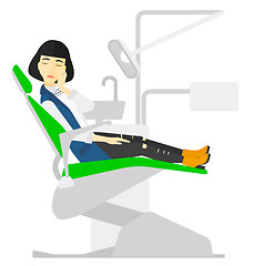 Image showing Woman suffering in dental chair.