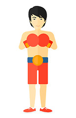 Image showing Confident boxer in gloves.