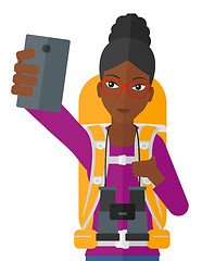 Image showing Woman making selfie.