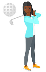 Image showing Golf player hitting the ball.