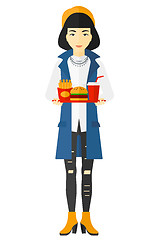 Image showing Woman with fast food.