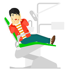 Image showing Frightened patient in dental chair.