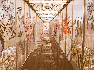 Image showing  Bridge with graffiti vintage