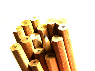 Image showing Close-up shot of a bunch of wood pencils