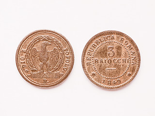 Image showing  Old Italian coin 3 baiocchi vintage