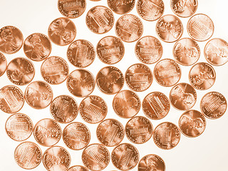 Image showing  Dollar coins 1 cent wheat penny vintage