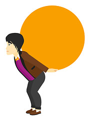 Image showing Man carrying big ball.